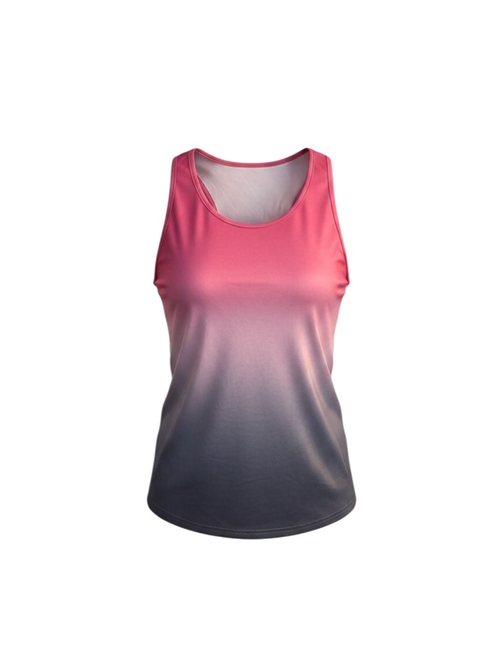 Ombre Pink to Gray Sleeveless Tank Top, Size Large
